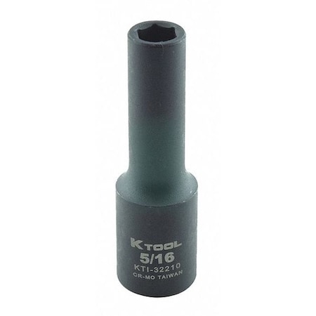 3/8 in Drive Impact Socket Deep Socket, black oxide, SAE, 5/16in., 2-1/2in.L, Hex MPN:KTI-32210
