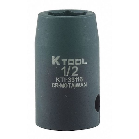1/2 in Drive Impact Socket Standard Socket, black oxide, SAE, 1/2in., 1-1/2in.L, Hex MPN:KTI-33116