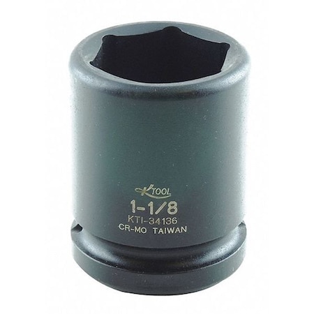3/4 in Drive Impact Socket Standard Socket, black oxide, SAE, 1-1/8in., 2in.L, Hex MPN:KTI-34136