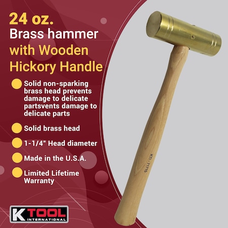 Hickory Series Brass Hammer, 24 oz. MPN:KTI-71715