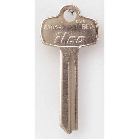 Key Blank, Brass, Type BE2, 7 Pin, PK10 MPN:A1114A-BE2