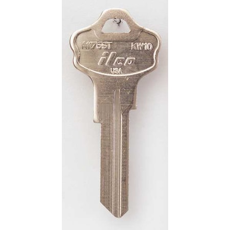 Key Blank, Brass, Type KW10, 6 Pin, PK10 MPN:A1176ST-KW10