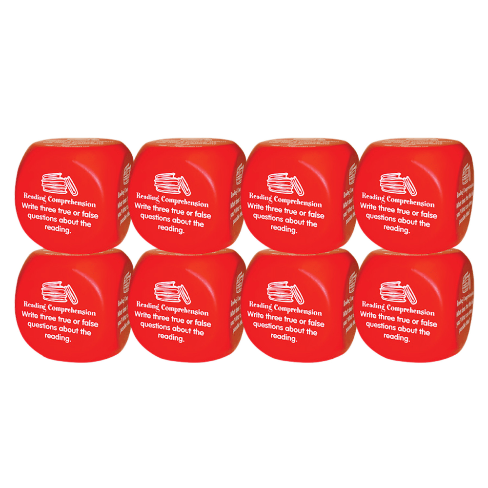 Kagan Publishing Reading Comprehension Cube Class Set, Red/White, Set Of 8 Cubes MPN:KA-CMLR