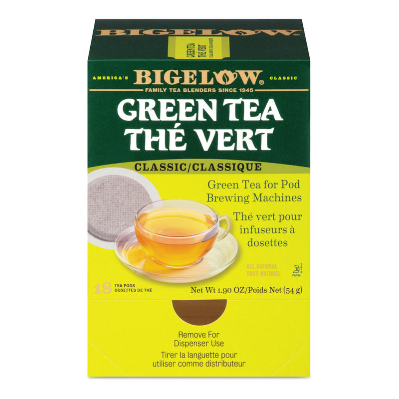 Bigelow Green Tea Single-Serve Pods, 1.9 Oz, Box Of 18 Pods MPN:RCB07906