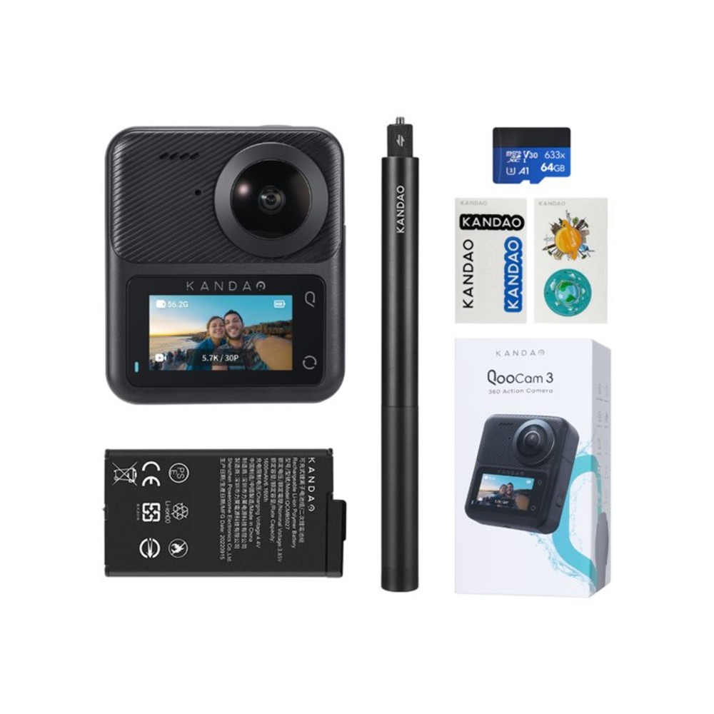 Kandao QooCam 3 - Travel Combo - 360 deg. action camera - 5.7K / 30 fps - Wireless LAN, Bluetooth MPN:Q23G-02