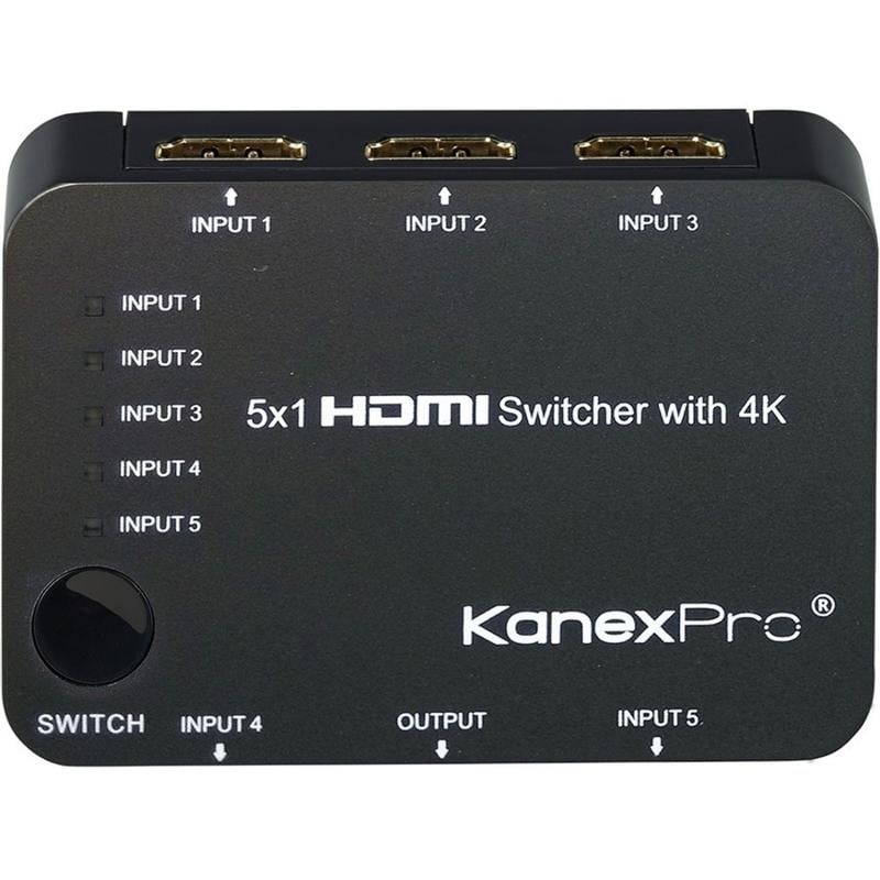 KanexPro 5x1 HDMI Switcher with 4K Support - TV, Blu-ray Disc Player, Xbox, Projector, Home Theater, STB, PlayStation 3, DVD Player, PlayStation 4 Compatible - 5 x HDMI Digital Audio/Video In, 1 x HDMI Digital Audio/Video Out (Min Order Qty 2) MPN:SW-HD5X
