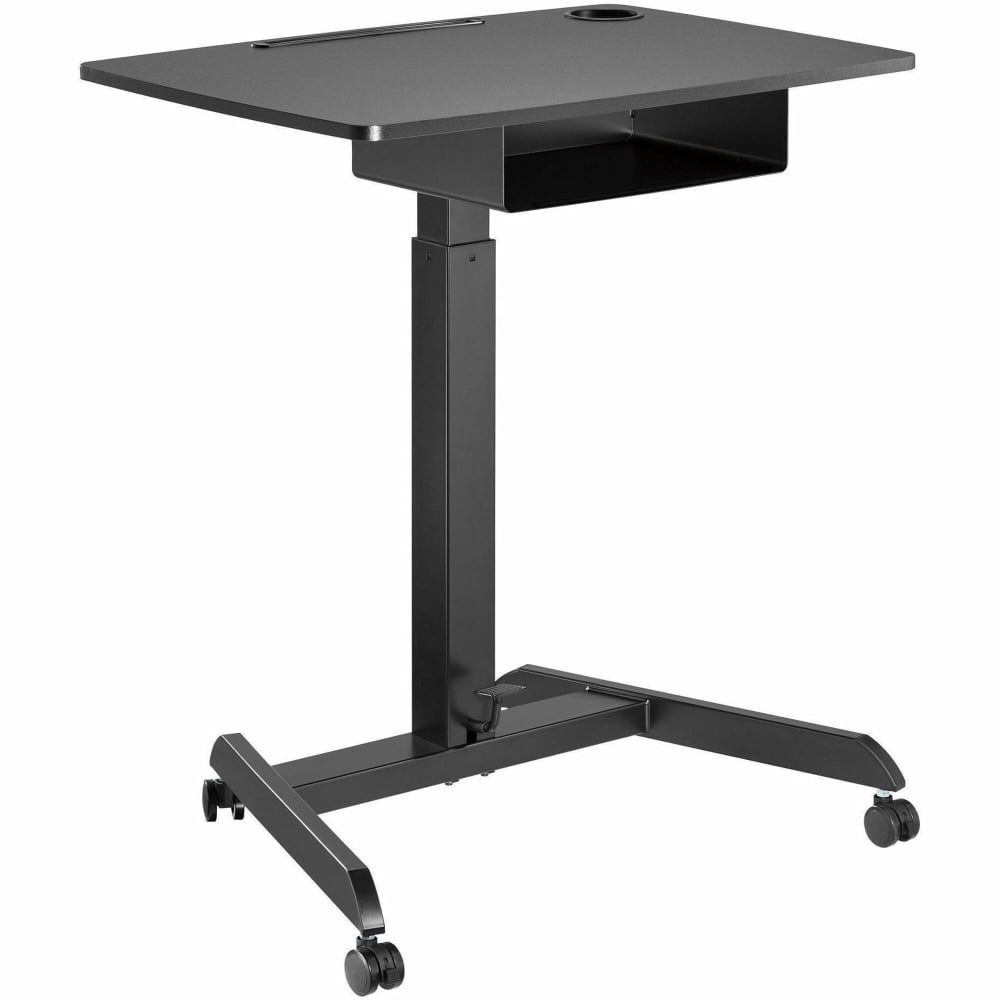 Kantek Adjustable Mobile Sit Stand Desk - Adjustable - 22in Table Top x 31.50in Table Top- 49in - Assembly Required - Black - Melamine Top Material MPN:STS330B
