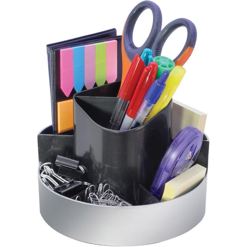 Kantek Rotating Desktop Organizer, 4.4inH x 6inW, Desktop, Silver, 1Each MPN:ORG620