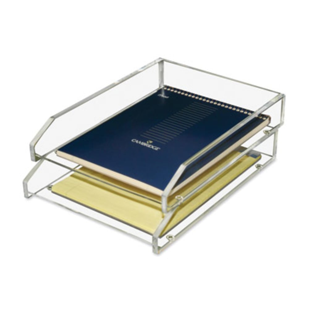 Kantek 2-Tier Letter Trays, 2-1/2inH x 10-1/2inW x 13-3/4inD, Clear, Pack Of 2 Trays MPN:AD15