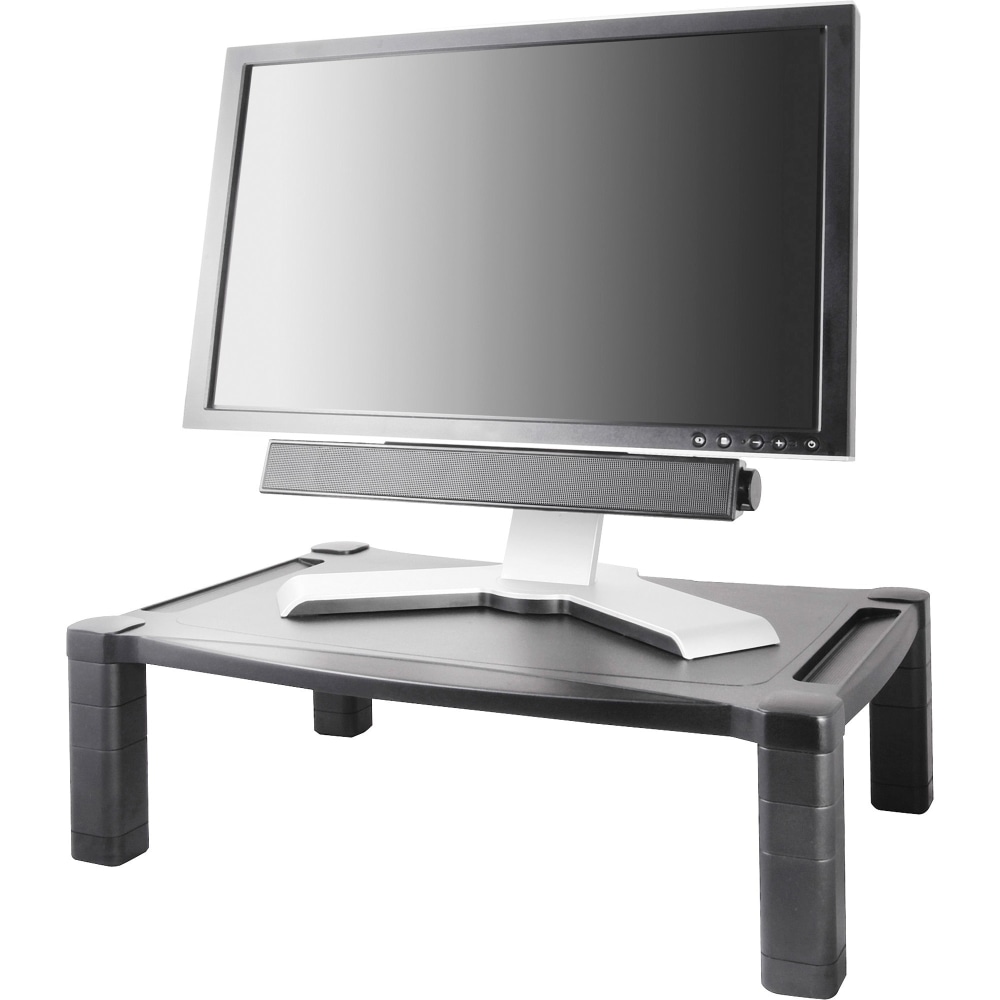 Kantek Extra Wide Adjustable Monitor Laptop Stand 20inx13in Single - 60 lb Load Capacity - 1 x Shelf(ves) - DepthDesktop - Plastic - Black MPN:MS500