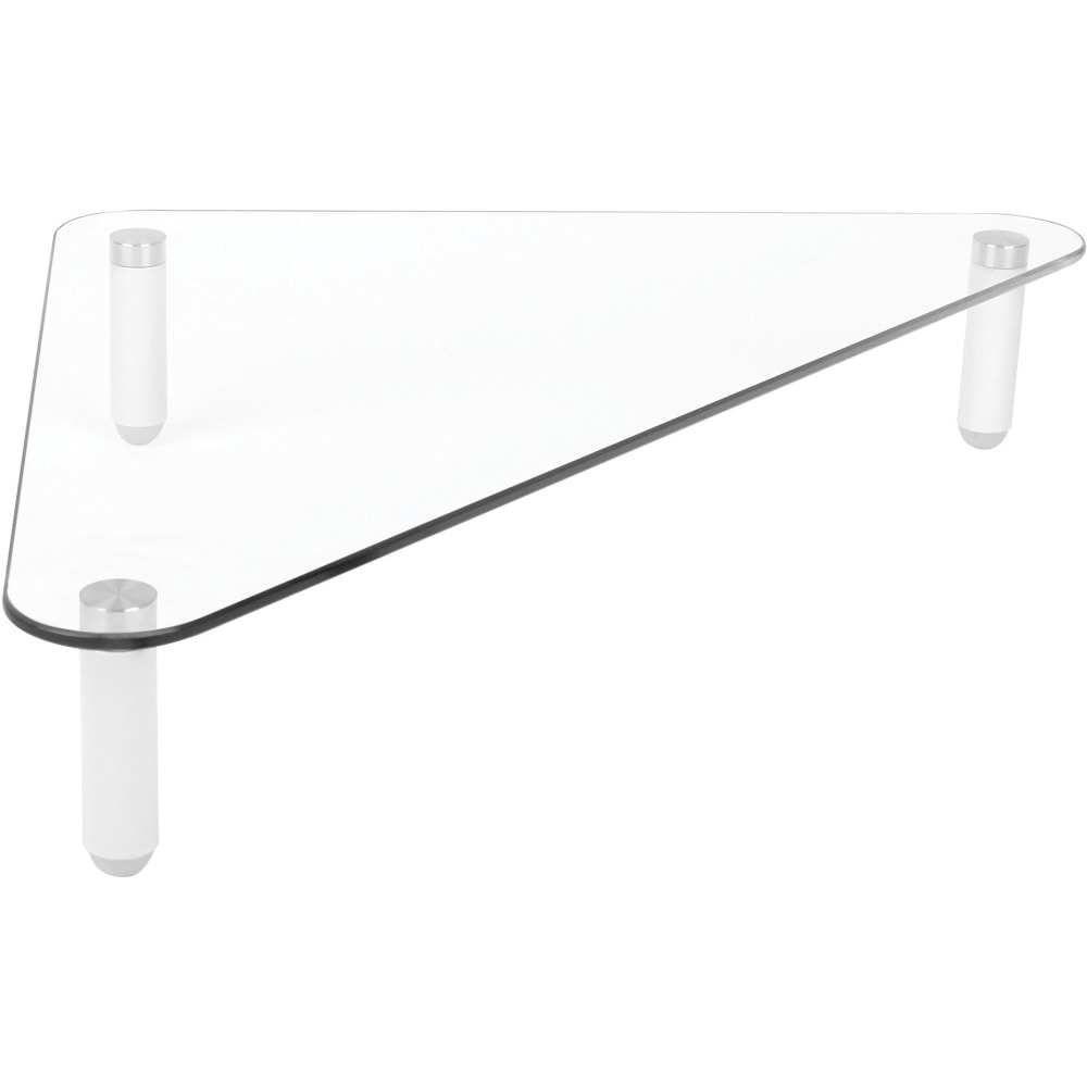 Kantek Glass Corner Monitor Riser/Desk Shelf, 40 lb Load Capacity, 3.25inH x 19.70inW, Tempered Glass, Clear MPN:MS390