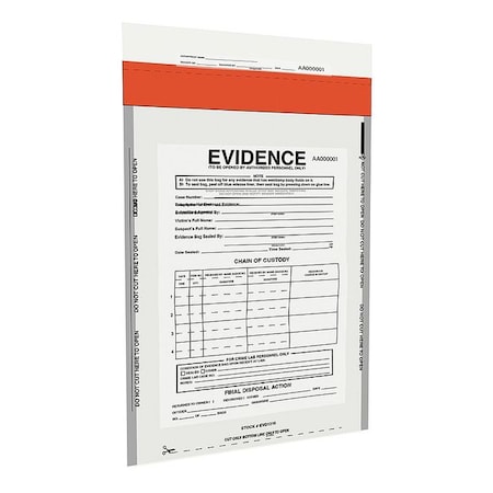 Chain of Custody Bag, Polyethylene, 10 1/4 in L, 6 in W, Clear MPN:EVD 0610
