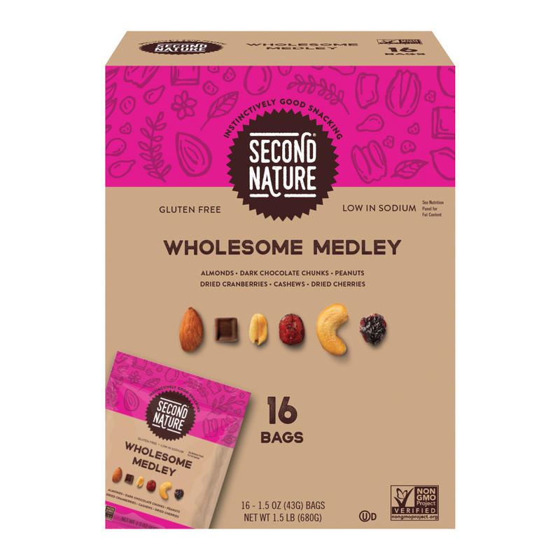 Second Nature Wholesome Medley Mixed Nuts, 1.5 Oz, Pack Of 16 Bags MPN:8719