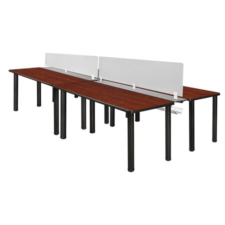Regency Kee 60 x 24 in. 4 Person Workstation Desk with Privacy Divider- Cherry Top, Black Legs MPN:MBSPD12024CHBPBK