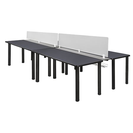 Regency Kee 60 x 24 in. 4 Person Workstation Desk with Privacy Divider- Grey Top, Black Legs MPN:MBSPD12024GYBPBK