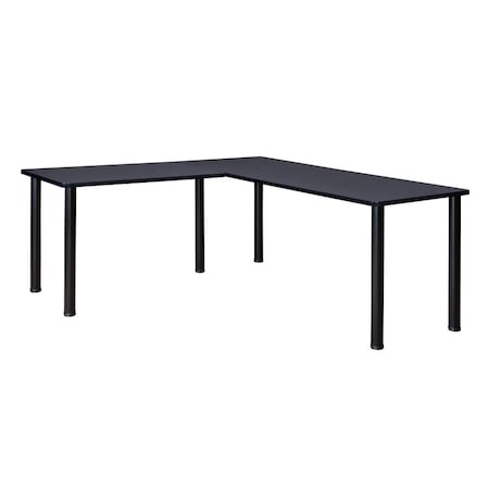 Kee L-Desk Shells, 66 D X 29 H, 72 W X Wood, Metal, Black, Grey MPN:ML722442GYBPBK