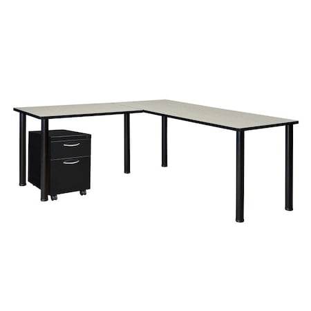 Kee L-Desks with Storage, 66 D X 29 H, 60 W X Wood, Metal MPN:MLSPM602442PLBPBK
