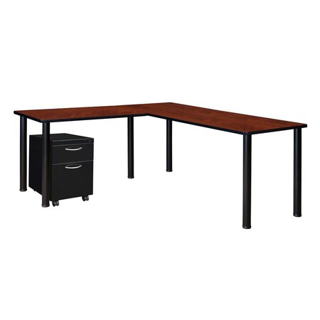 Kee L-Desks with Storage, 66 D X 29 H, 72 W X Wood, Metal MPN:MLSPM722442CHBPBK