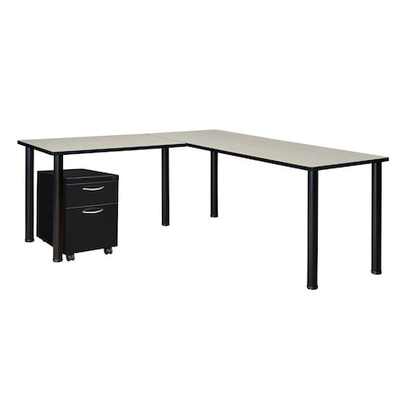 Kee L-Desks with Storage, 66 D X 29 H, 72 W X Wood, Metal MPN:MLSPM722442PLBPBK
