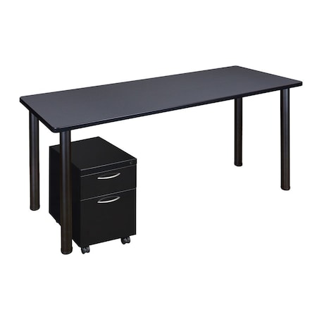 Kee Single Pedestal Desks, 24 D X 29 H, 60 W X Wood, Metal MPN:MTSPM6024GYBPBK