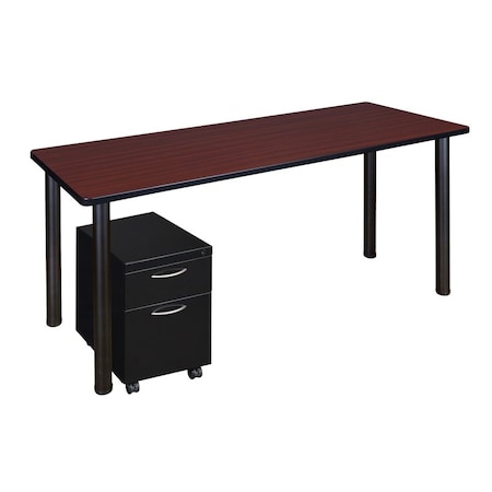 Kee Single Pedestal Desks, 24 D X 29 H, 60 W X Wood, Metal MPN:MTSPM6024MHBPBK