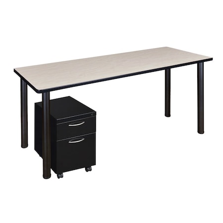 Kee Single Pedestal Desks, 24 D X 29 H, 66 W X Wood, Metal MPN:MTSPM6624PLBPBK