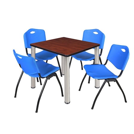Kee Square Table & Chair Set, Wood, Metal, Plastic Top, Cherry MPN:TB3030CHBPCM47BE