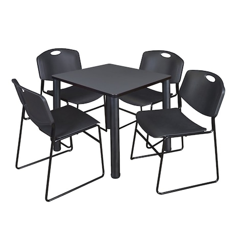 Kee Square Table & Chair Set, Wood, Metal, Polypropylene Top MPN:TB3030GYBPBK44BK