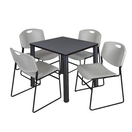Kee Square Table & Chair Set, Wood, Metal, Polypropylene Top MPN:TB3030GYBPBK44GY