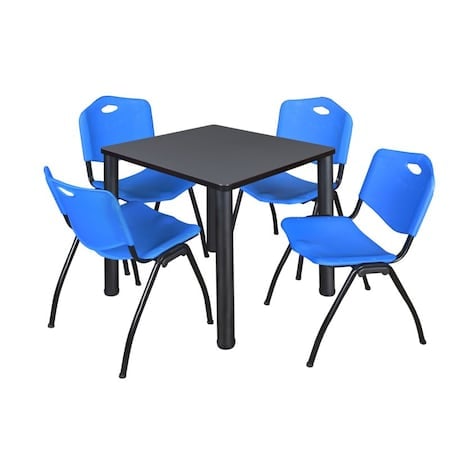 Kee Square Table & Chair Set, Wood, Metal, Plastic Top, Grey MPN:TB3030GYBPBK47BE