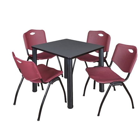 Kee Square Table & Chair Set, Wood, Metal, Plastic Top, Grey MPN:TB3030GYBPBK47BY