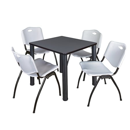 Kee Square Table & Chair Set, Wood, Metal, Plastic Top, Grey MPN:TB3030GYBPBK47GY
