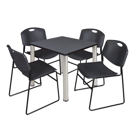 Kee Square Table & Chair Set, Wood, Metal, Polypropylene Top MPN:TB3030GYBPCM44BK