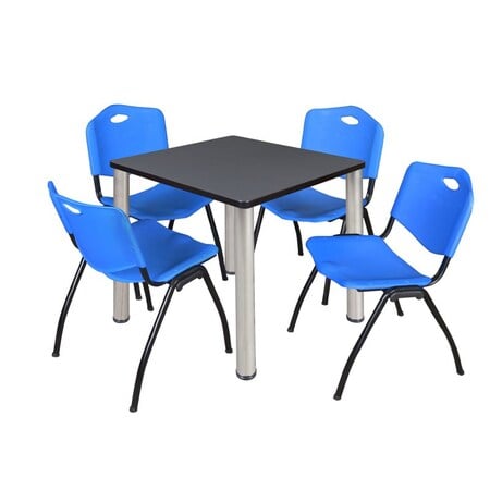 Kee Square Table & Chair Set, Wood, Metal, Plastic Top, Grey MPN:TB3030GYBPCM47BE