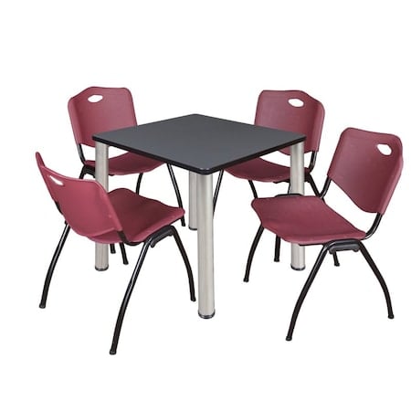 Kee Square Table & Chair Set, Wood, Metal, Plastic Top, Grey MPN:TB3030GYBPCM47BY