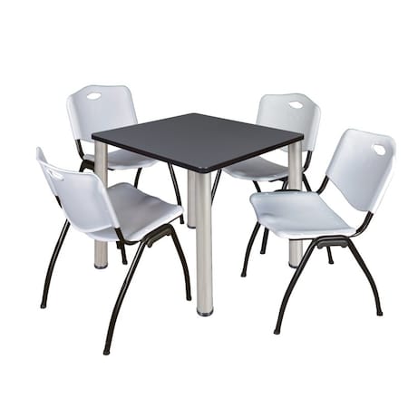 Kee Square Table & Chair Set, Wood, Metal, Plastic Top, Grey MPN:TB3030GYBPCM47GY