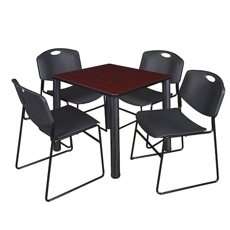 Kee Square Table & Chair Set, Wood, Metal, Polypropylene Top MPN:TB3030MHBPBK44BK