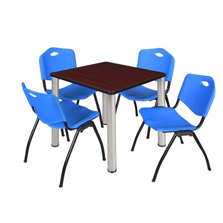 Kee Square Table & Chair Set, Wood, Metal, Plastic Top, Mahogany MPN:TB3030MHBPCM47BE