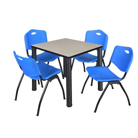 Kee Square Table & Chair Set, Wood, Metal, Plastic Top, Maple MPN:TB3030PLBPBK47BE