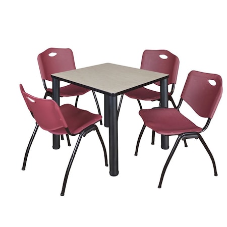 Kee Square Table & Chair Set, Wood, Metal, Plastic Top, Maple MPN:TB3030PLBPBK47BY