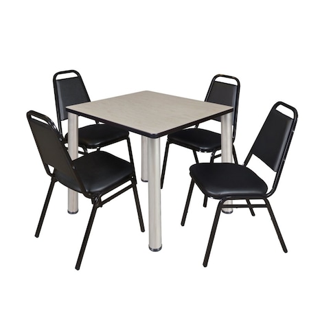 Kee Square Table & Chair Set, Wood, Metal, Vinyl Top, Maple MPN:TB3030PLBPCM29BK