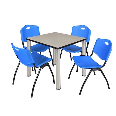 Kee Square Table & Chair Set, Wood, Metal, Plastic Top, Maple MPN:TB3030PLBPCM47BE