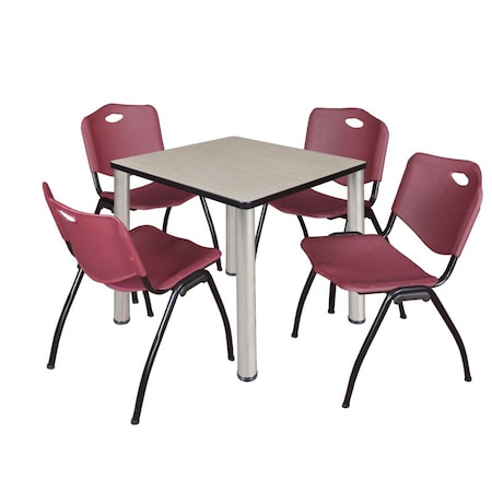 Kee Square Table & Chair Set, Wood, Metal, Plastic Top, Maple MPN:TB3030PLBPCM47BY