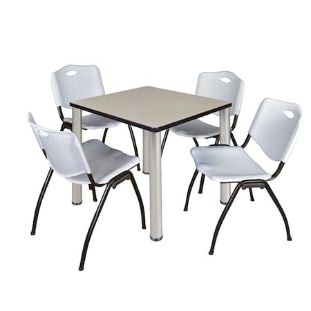 Kee Square Table & Chair Set, Wood, Metal, Plastic Top, Maple MPN:TB3030PLBPCM47GY