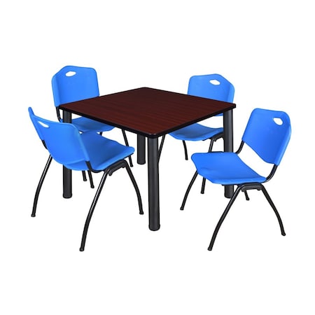 Kee Square Table & Chair Set, 36 W, 36 L, 29 H, Wood, Metal, Plastic Top MPN:TB3636MHBPBK47BE