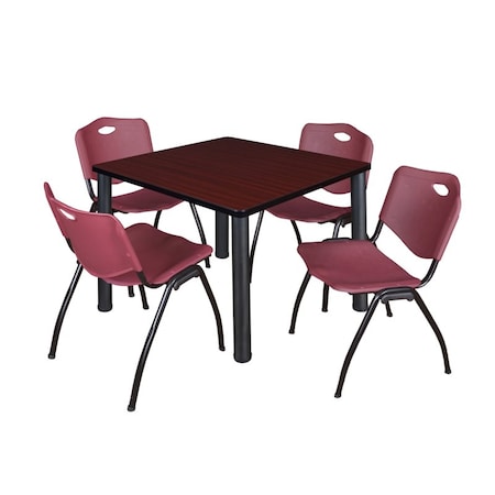 Kee Square Table & Chair Set, 36 W, 36 L, 29 H, Wood, Metal, Plastic Top MPN:TB3636MHBPBK47BY