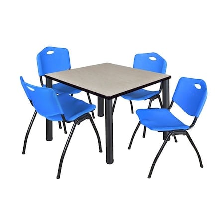 Kee Square Table & Chair Set, Wood, Metal, Plastic Top, Maple MPN:TB3636PLBPBK47BE