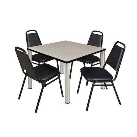 Kee Square Table & Chair Set, Wood, Metal, Vinyl Top, Maple MPN:TB3636PLBPCM29BK