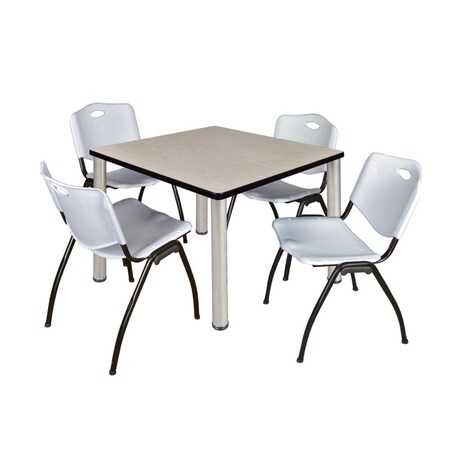 Kee Square Table & Chair Set, Wood, Metal, Plastic Top, Maple MPN:TB3636PLBPCM47GY