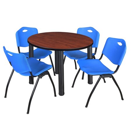 Kee Round Table & Chair Set, Wood, Metal, Plastic Top, Cherry MPN:TB36RNDCHBPBK47BE
